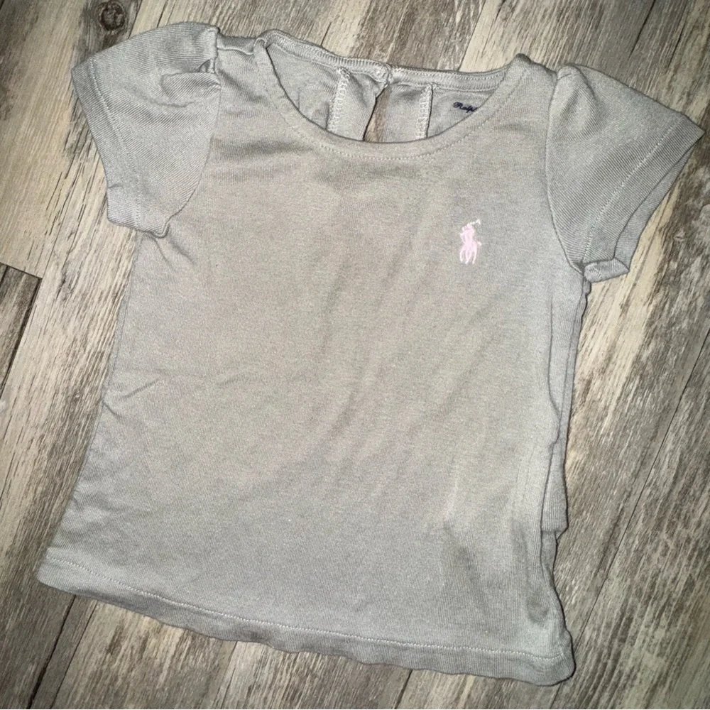 Ralph Lauren Kids Silver Tee with Pink Logo